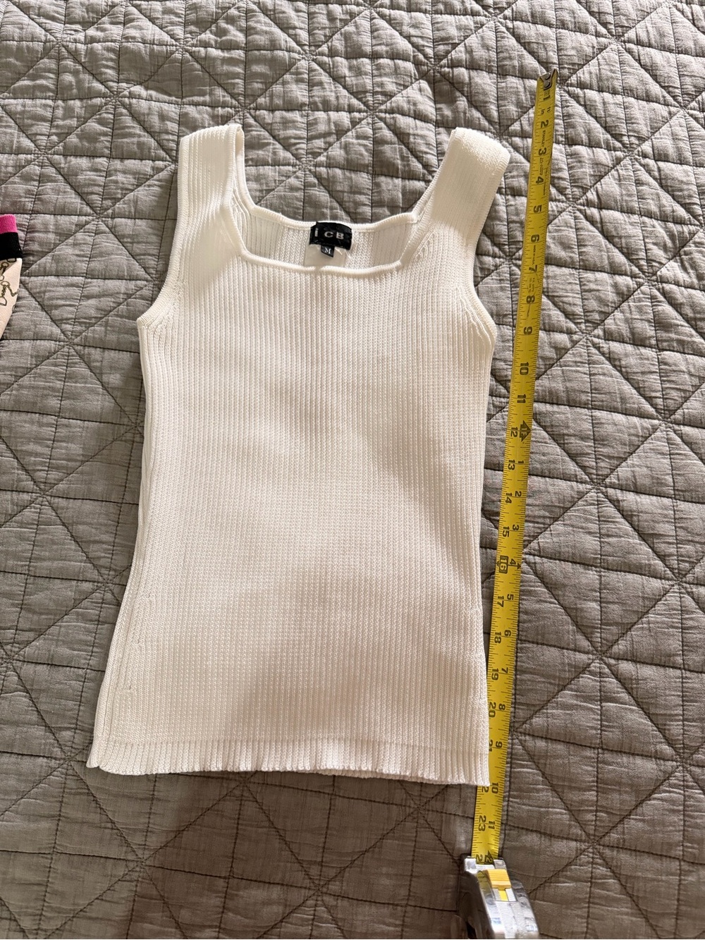 ICB designer Square-Neck Ribbed Tank Top in White made in italy